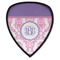 Pink, White & Purple Damask Iron on Shield Patch A w/ Monogram