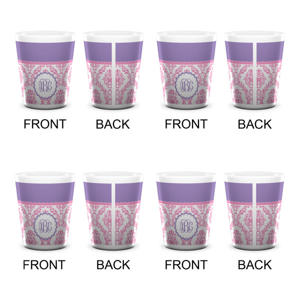 Pink, White & Purple Damask Shot Glass - White - Set of 4 - APPROVAL