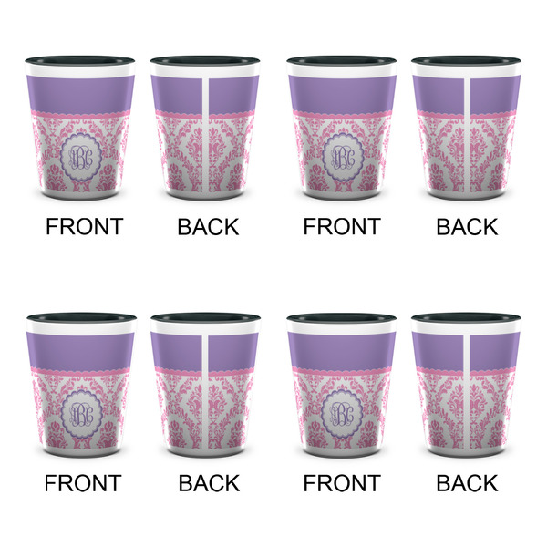 Pink, White & Purple Damask Shot Glassess - Two Tone - Set of 4 - APPROVAL