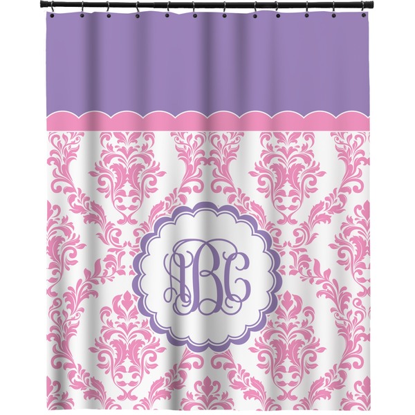 Custom Pink, White & Purple Damask Extra Long Shower Curtain - 70"x84" (Personalized)