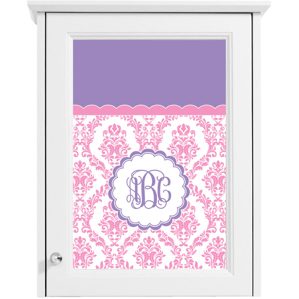 Pink, White & Purple Damask Single White Cabinet Decal