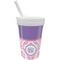 Pink, White & Purple Damask Sippy Cup with Straw (Personalized)