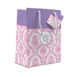 Pink, White & Purple Damask Small Gift Bag (Personalized)