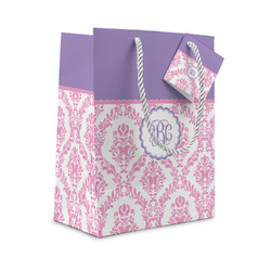 Pink, White & Purple Damask Small Gift Bag (Personalized)