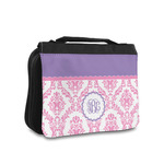 Pink, White & Purple Damask Toiletry Bag - Small (Personalized)