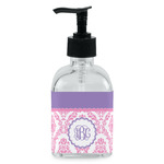 Pink, White & Purple Damask Glass Soap & Lotion Bottle - Single Bottle (Personalized)