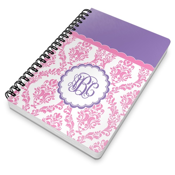 Pink, White & Purple Damask Spiral Journal 7 x 10 - Main