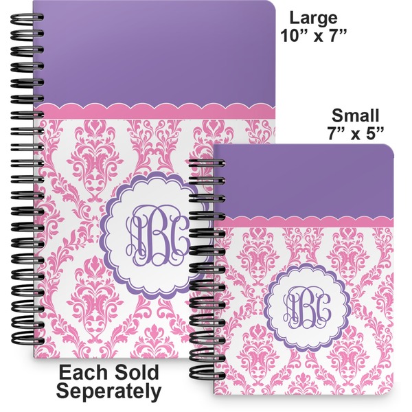 Pink, White & Purple Damask Spiral Journal - Comparison