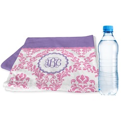 Pink, White & Purple Damask Sports & Fitness Towel (Personalized)