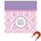 Pink, White & Purple Damask Square Car Magnet