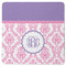 Pink, White & Purple Damask Square Rubber Backed Coaster (Personalized)