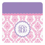 Pink, White & Purple Damask Square Decal - XLarge (Personalized)