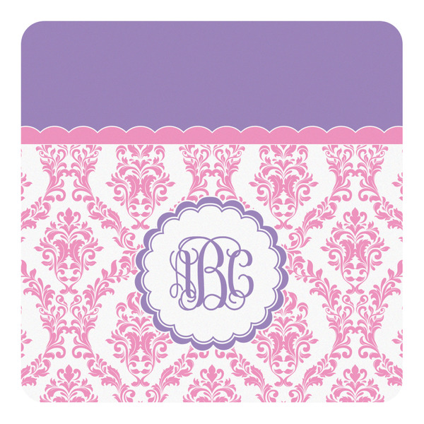 Custom Pink, White & Purple Damask Square Decal (Personalized)