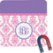 Pink, White & Purple Damask Square Fridge Magnet (Personalized)