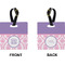 Pink, White & Purple Damask Square Luggage Tag (Front + Back)