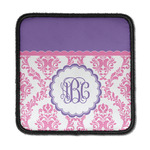 Pink, White & Purple Damask Iron On Square Patch w/ Monogram