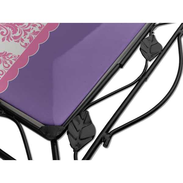 Pink, White & Purple Damask Square Trivet - Detail