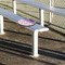 Pink, White & Purple Damask Stadium Cushion (In Stadium)