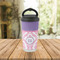 Pink, White & Purple Damask Stainless Steel Travel Cup Lifestyle