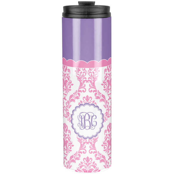 Pink, White & Purple Damask Stainless Steel Tumbler 20 Oz - Front