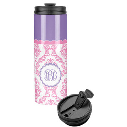 Pink, White & Purple Damask Stainless Steel Skinny Tumbler (Personalized)