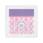 Pink, White & Purple Damask Cocktail Napkins (Personalized)