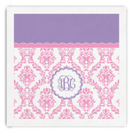 Pink, White & Purple Damask Paper Dinner Napkins (Personalized)