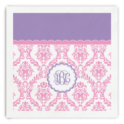 Pink, White & Purple Damask Paper Dinner Napkins (Personalized)