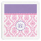 Pink, White & Purple Damask Paper Dinner Napkin - Front View
