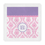 Pink, White & Purple Damask Decorative Paper Napkins (Personalized)