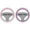 Pink, White & Purple Damask Steering Wheel Cover- Front and Back