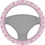 Pink, White & Purple Damask Steering Wheel Cover