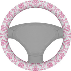 Pink, White & Purple Damask Steering Wheel Cover (Personalized)