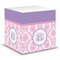 Pink, White & Purple Damask Sticky Note Cube (Personalized)