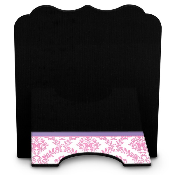 Pink, White & Purple Damask Stylized Tablet Stand - Back