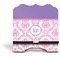 Pink, White & Purple Damask Stylized Tablet Stand - Front without iPad