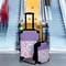 Pink, White & Purple Damask Suitcase Set 4 - IN CONTEXT