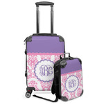 Pink, White & Purple Damask Kids 2-Piece Luggage Set - Suitcase & Backpack (Personalized)