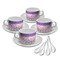 Pink, White & Purple Damask Tea Cup - Set of 4