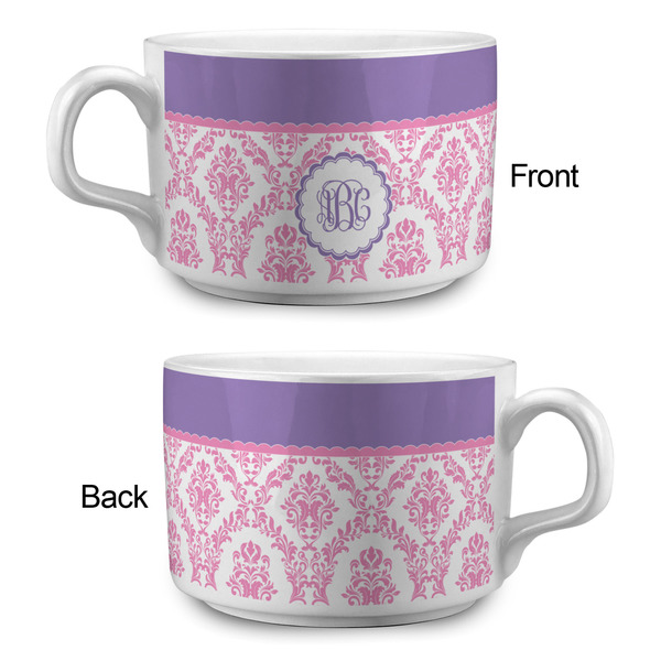 Pink, White & Purple Damask Tea Cup - Single Apvl