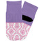 Pink, White & Purple Damask Toddler Ankle Socks - Single Pair - Front and Back