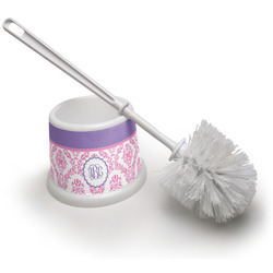 Pink, White & Purple Damask Toilet Brush (Personalized)