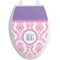Pink, White & Purple Damask Toilet Seat Decal (Personalized)