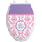 Pink, White & Purple Damask Toilet Seat Decal - Elongated (Personalized)