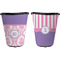 Pink, White & Purple Damask Trash Can Black - Front and Back - Apvl