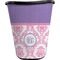 Pink, White & Purple Damask Waste Basket - Single Sided (Black) (Personalized)