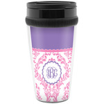 Pink, White & Purple Damask Acrylic Travel Mug without Handle (Personalized)