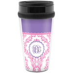 Pink, White & Purple Damask Acrylic Travel Mug without Handle (Personalized)
