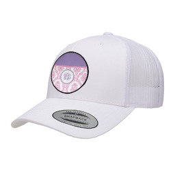 Pink, White & Purple Damask Trucker Hat - White (Personalized)