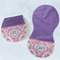 Pink, White & Purple Damask Two Peanut Shaped Burps - Open and Folded